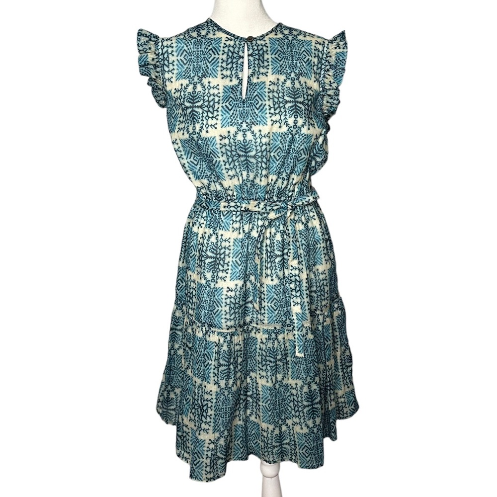 Finley Caroline Sleeveless Geo-Print Ruffle Mini Dress - Picture 2 of 9